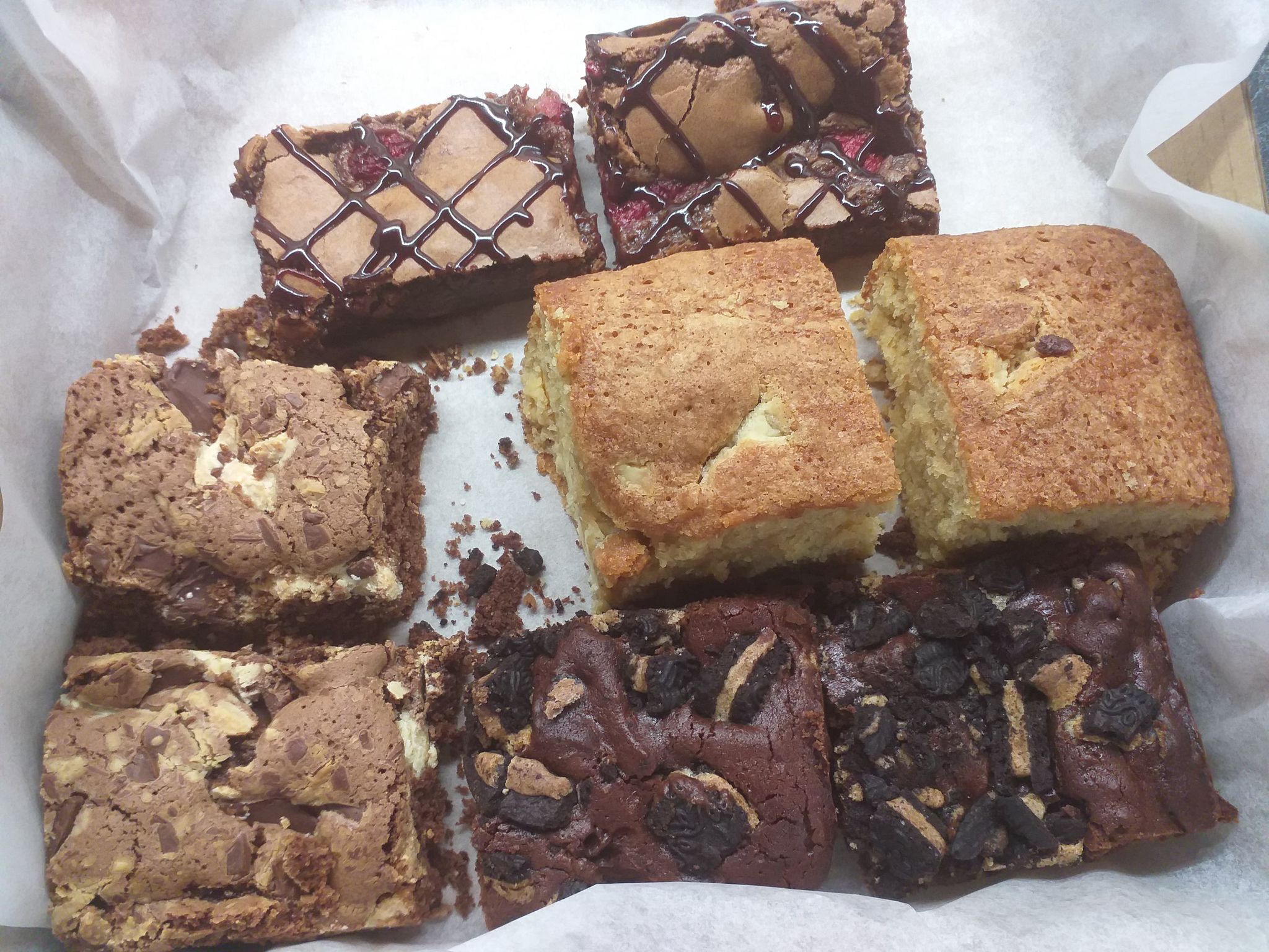 A selection of different brownies and whities